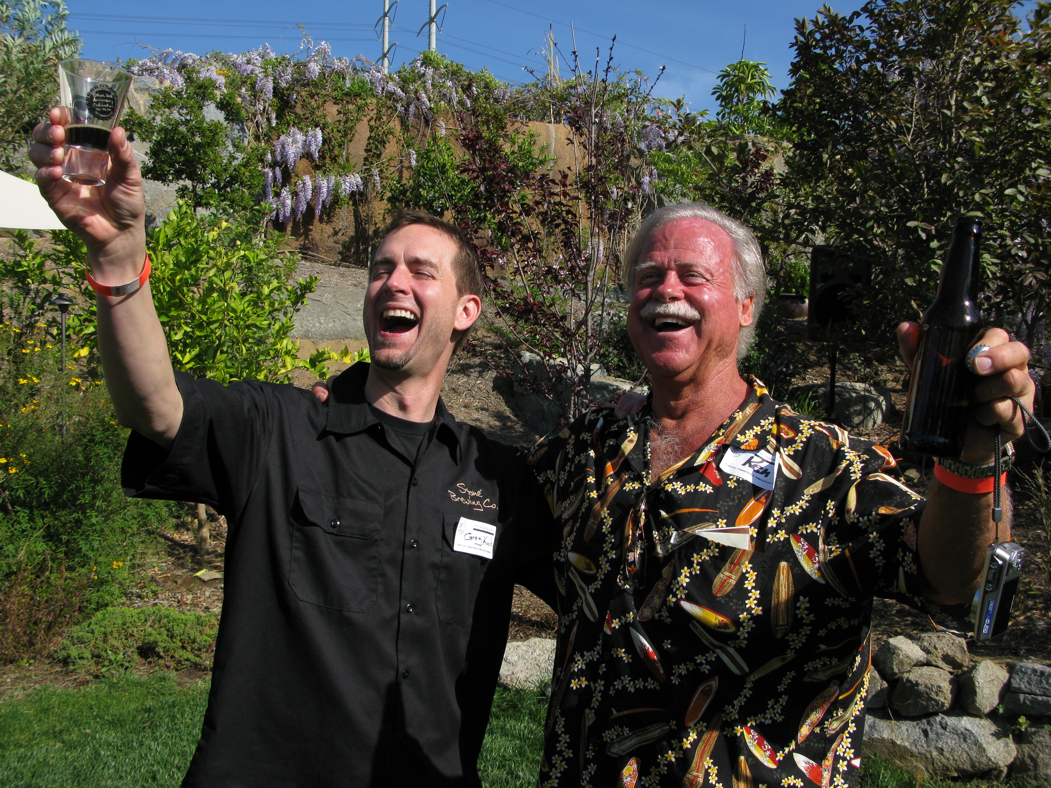 Winner Ken Schmidt (right) celebrating with Stone CEO Greg Koch