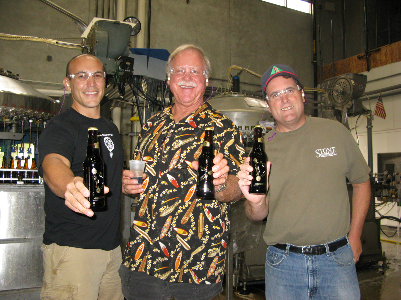 The masterminds behnd the beer (from left to right): Garrett Marrero from Maui Brewing Co., Homebrewer Ken Schmidt, and Stone Head Brewer Mitch Steele