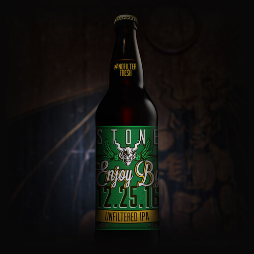 Stone Enjoy By 12.25.16 Unfiltered IPA bottle