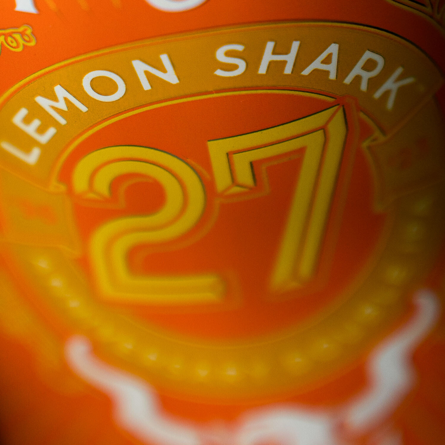 close-up on Stone 27th Anniversary Lemon Shark Double IPA
