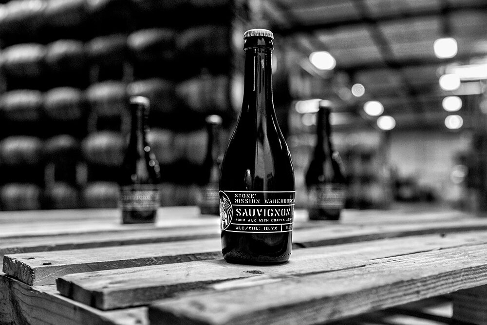 Stone Mission Warehouse Sour - Sauvignon Blanc bottles on top of a pallet