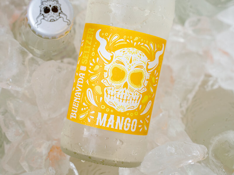 bottle of mango buenavida in ice