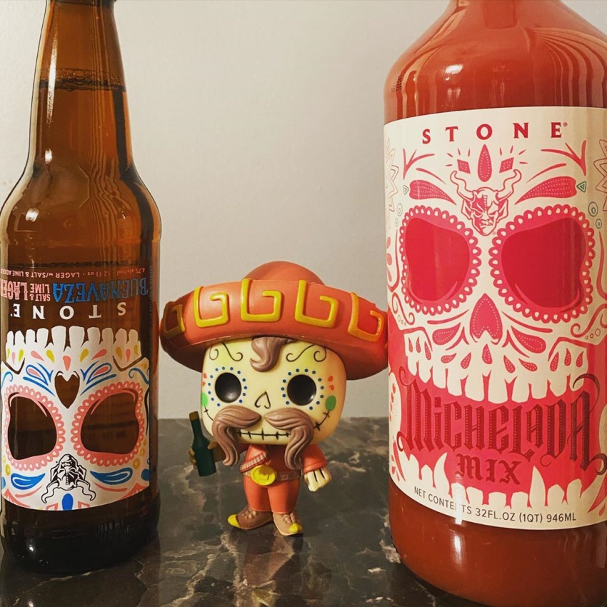 beer bottle with figurine