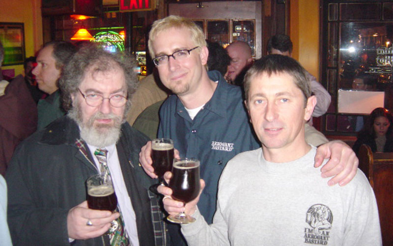 Beer writer Micheal Jackson, Greg Koch and Tony Forder