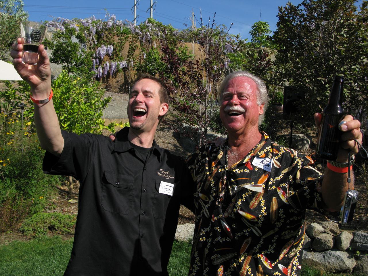 Greg Koch celebrating Ken's victory at our AHA Rally and March Madness Competition back in March. Ken won the opportunity to brew his beer on our system and submit it to compete in the Pro-Am Competition at the GABF. 