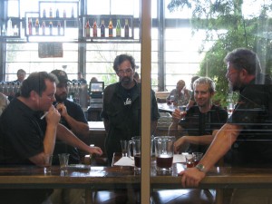 Mitch, Stone Brewer Tom Garcia, Ron, Greg and Kjetil deliberating