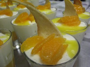 Vanilla Bean Panna Cotta with Pixie Tangerine Gelée and Lavender Tuille Cookies (what a mouthful)
