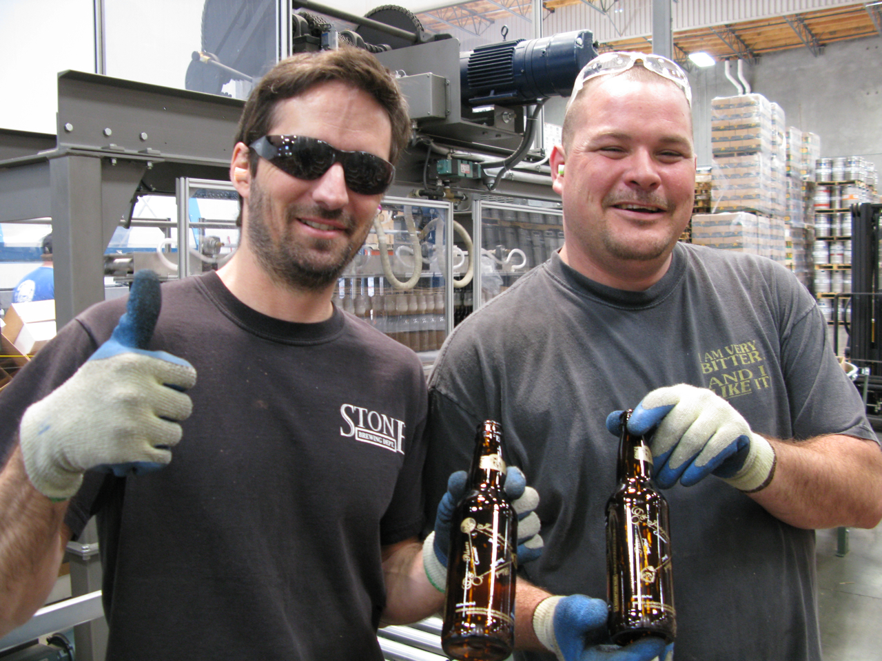 Bottling Line Operators Steve Parks and Ryan Roersma modeling the shiny new bottle