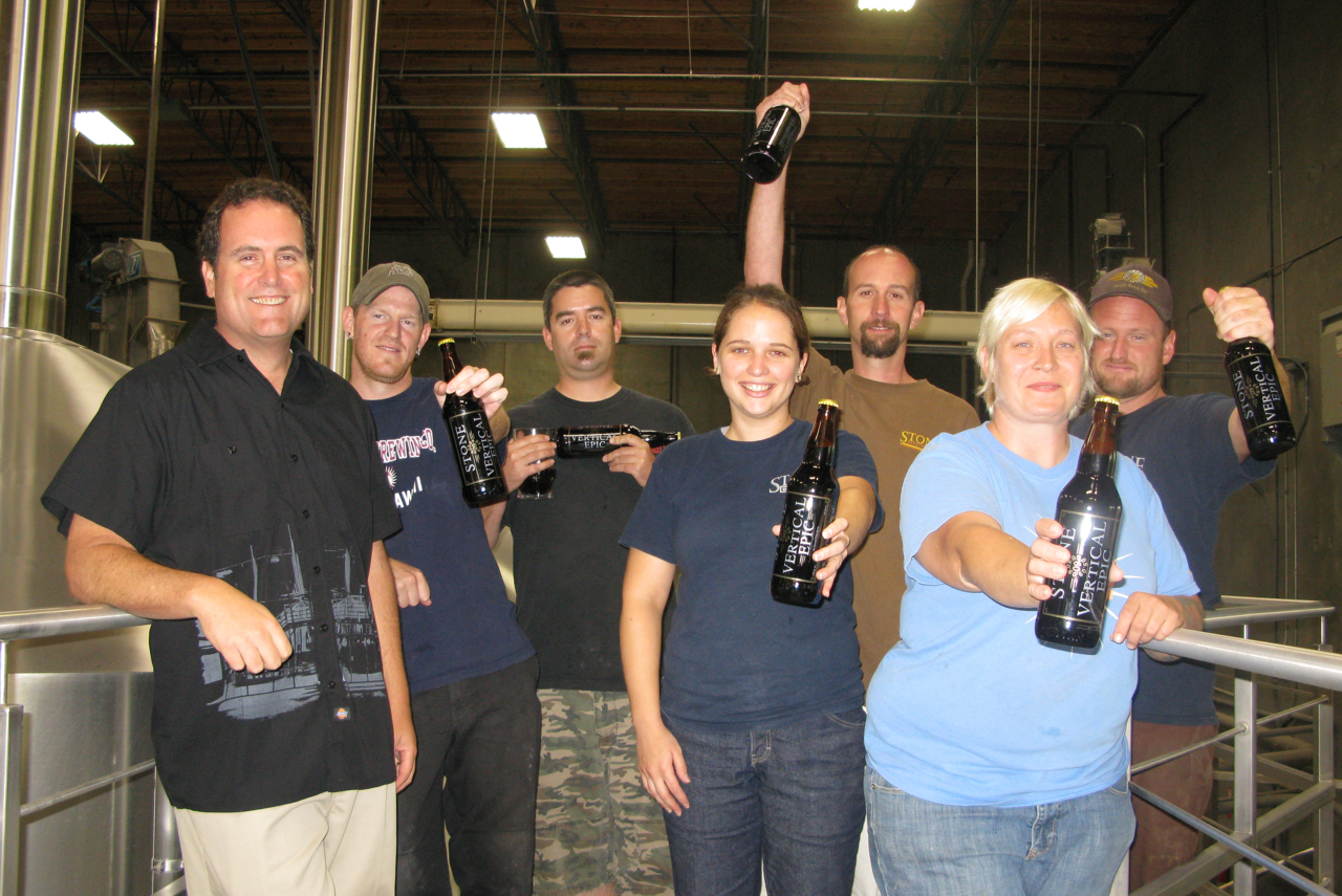 Mitch and the brew crew proudly displaying their newest creation Mitch and the brew crew proudly displaying their newest creation