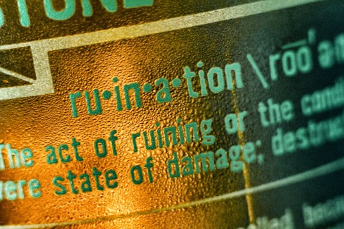 close-up on ruination bottle label