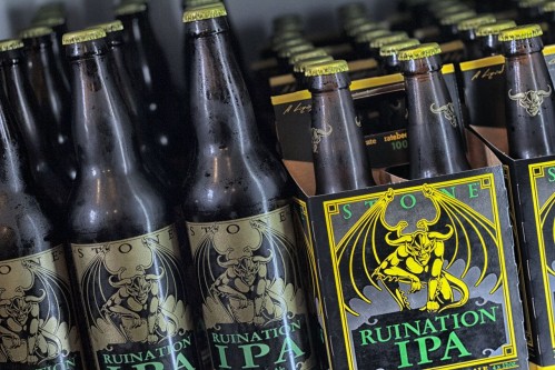 Stone Ruination IPA bombers and six-packs