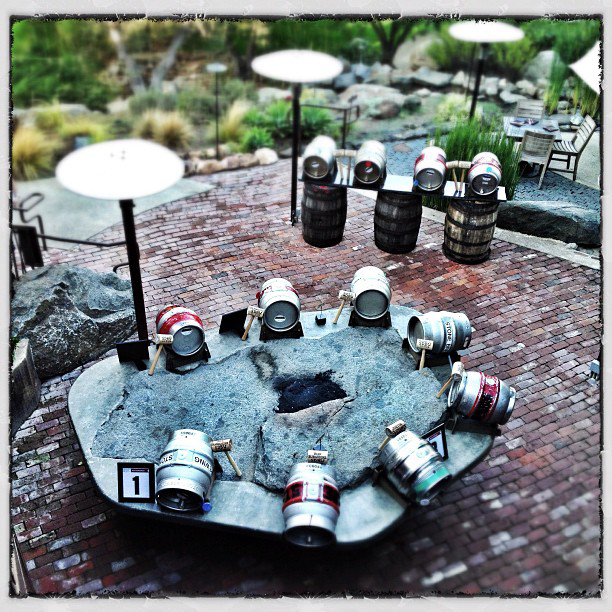 12 casks in the garden of Stone Brewing World Bistro & Gardens