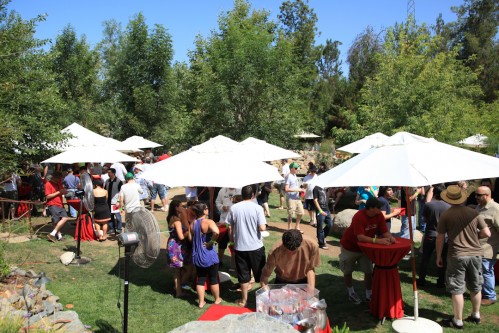 Stone fans eating outside at Stone sour Fest