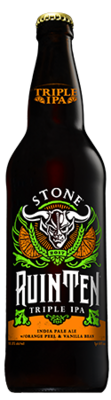 Stone RuinTen Triple IPA w/Orange Peel & Vanilla Bean bottle