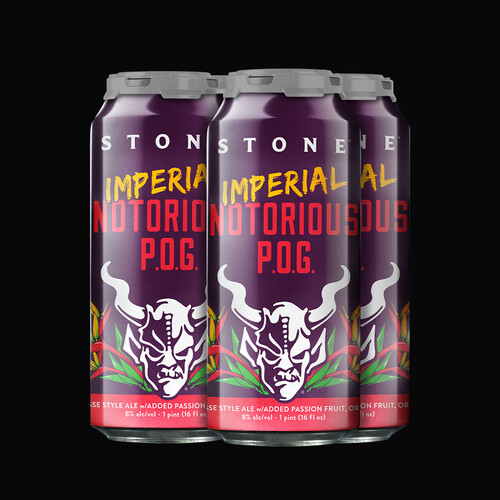 four-pack of Stone Imperial Notorious P.O.G. beer cans