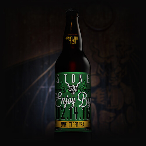 Stone Enjoy By 02.14.16 Unfiltered IPA bottle