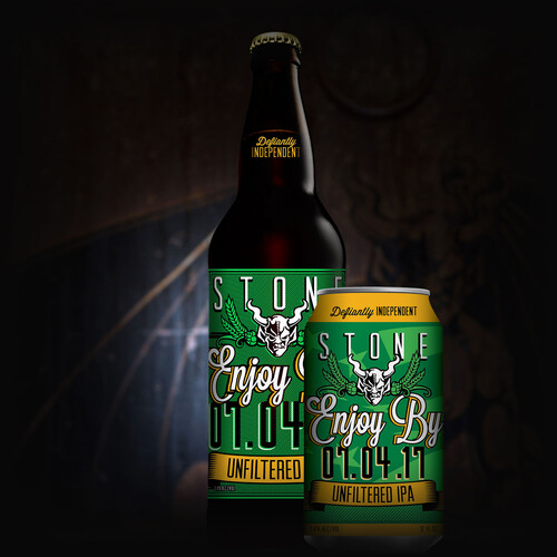 Stone Enjoy By 07.04.17 Unfiltered IPA bottle and can