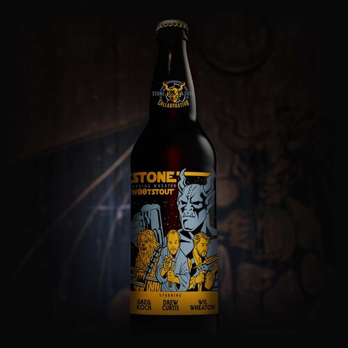 Drew Curtis / Wil Wheaton / Greg Koch Stone Farking Wheaton wootstout bottle