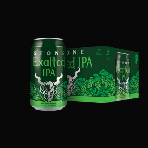 can and six-pack of Stone Exalted IPA