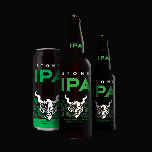 Stone IPA can and bottles
