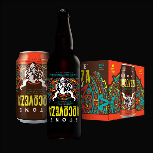 Stone Xocoveza can, bottle, and six-pack