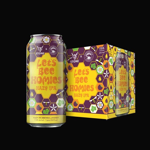 Deschutes Brewery / Stone Let’s Bee Homies Hazy IPA can and 4-pack