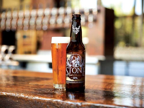 Stone Cali-Belgique IPA bottle and glass