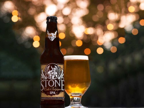 Stone Cali-Belgique IPA bottle and glass