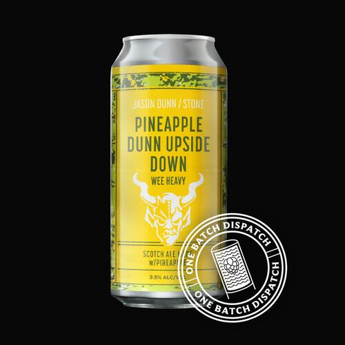 Jason Dunn / Stone Pineapple Dunn Upside Down Wee Heavy can and one batch dispatch logo