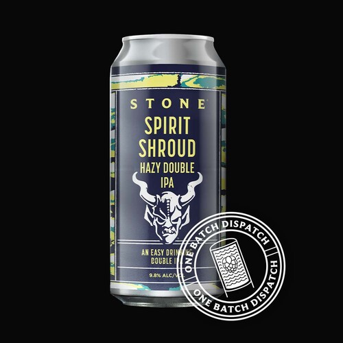 Stone Spirit Shroud Hazy Double IPA can and one batch dispatch logo stamp