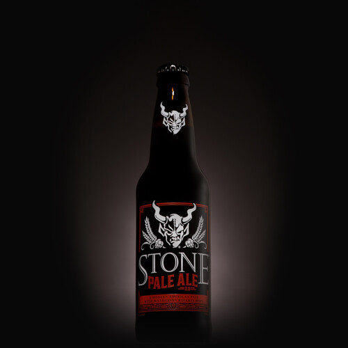 Stone Pale Ale 2.0 bottle with background