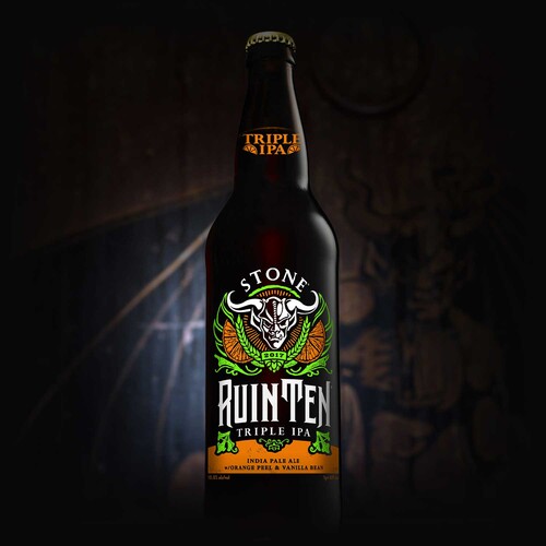 Stone RuinTen Triple IPA w/Orange Peel & Vanilla Bean bottle