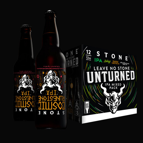 Stone Cosmic Runestone IPA bottles and the Leave No Stone Unturned mix pack