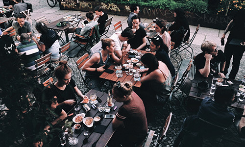 People drinking our beers outside in europe