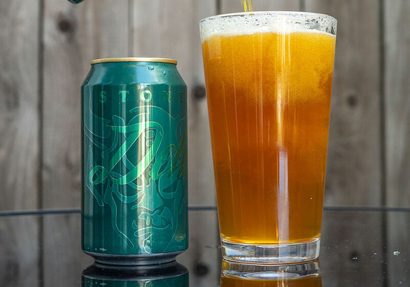 double delicious IPA getting poured into a glass