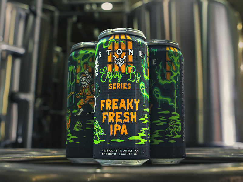 3 cans of Stone Enjoy By Series: Freaky Fresh IPA