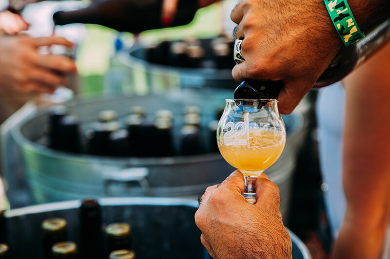 pouring a glass of beer