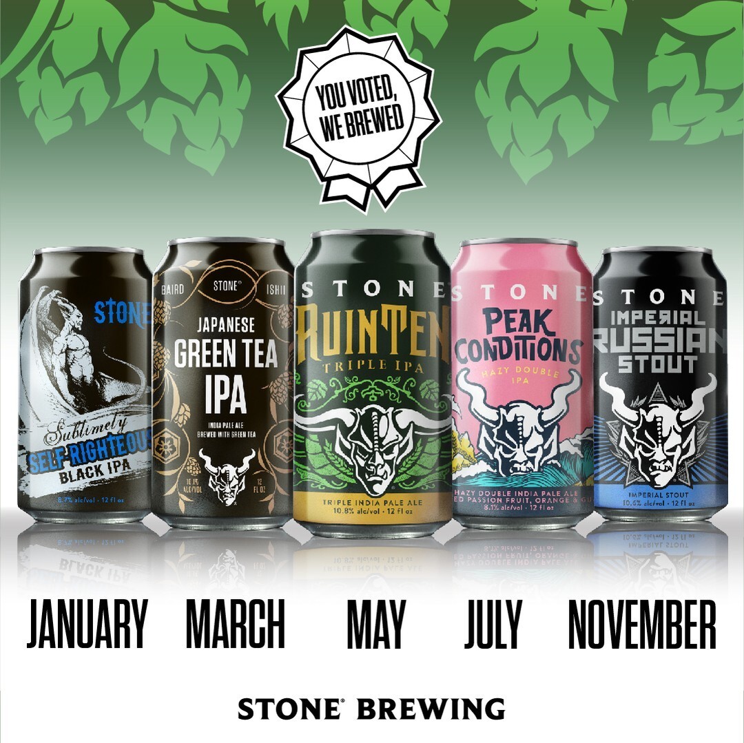 lineup of Stone beers