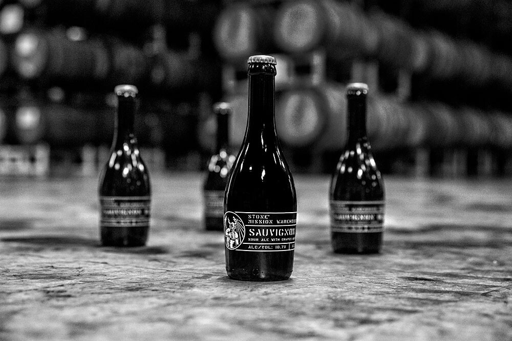 Stone Mission Warehouse Sour - Sauvignon Blanc bottles on the warehouse floor