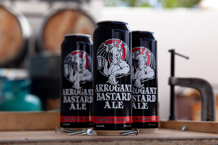 Arrogant Bastard Ale Cans