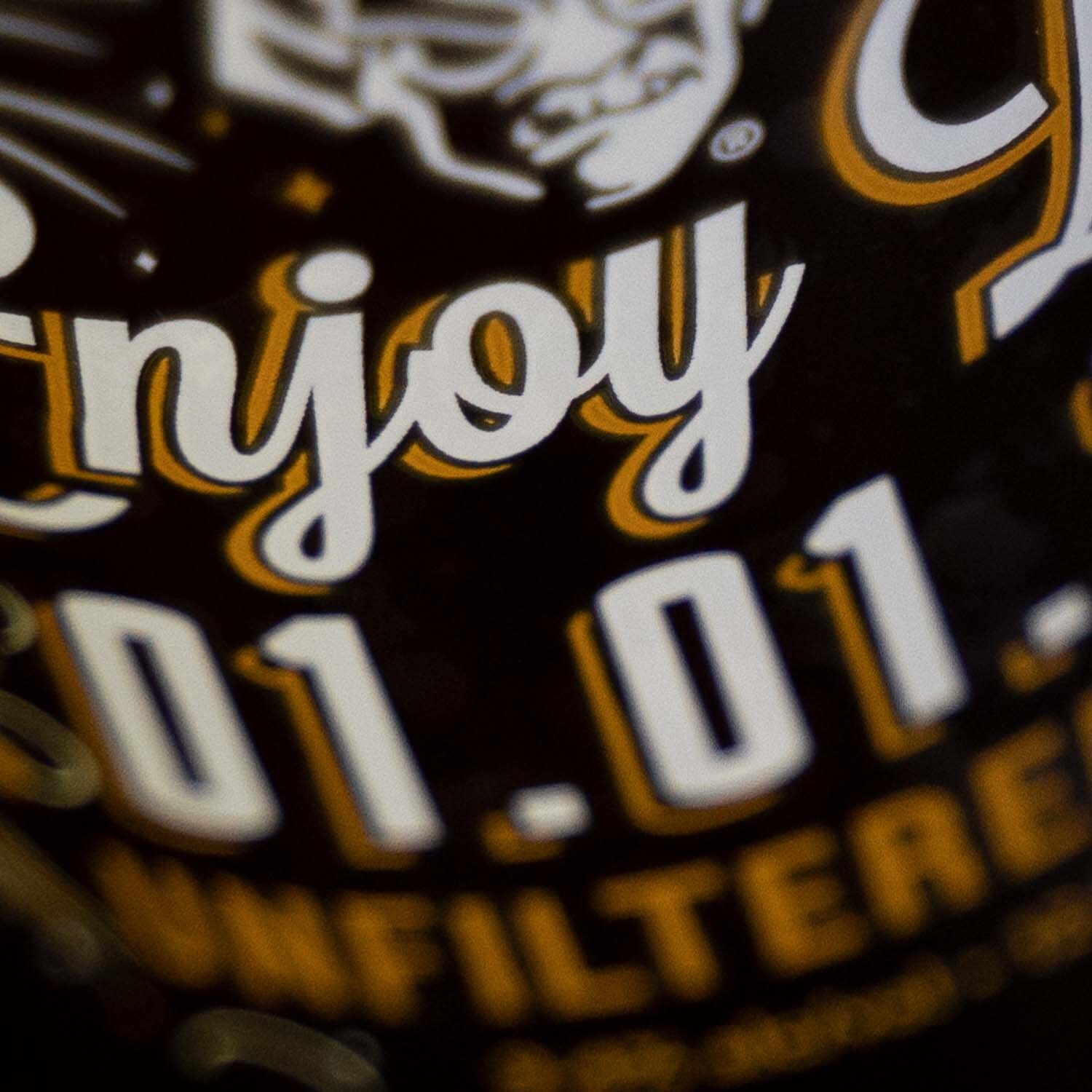 Stone Enjoy By 01.01.22 Unfiltered IPA close-up