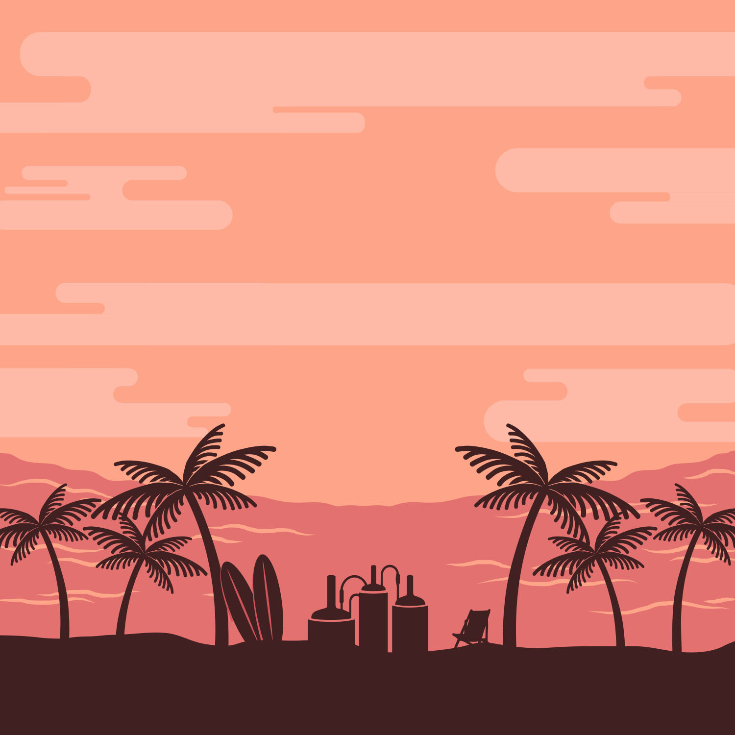 palm trees on sunset beach