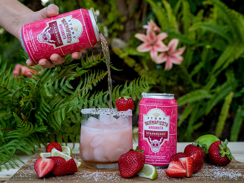 Stone Buenafiesta Margarita - Strawberry being poured into a glass