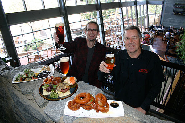 Greg and Steve eating in the bistro