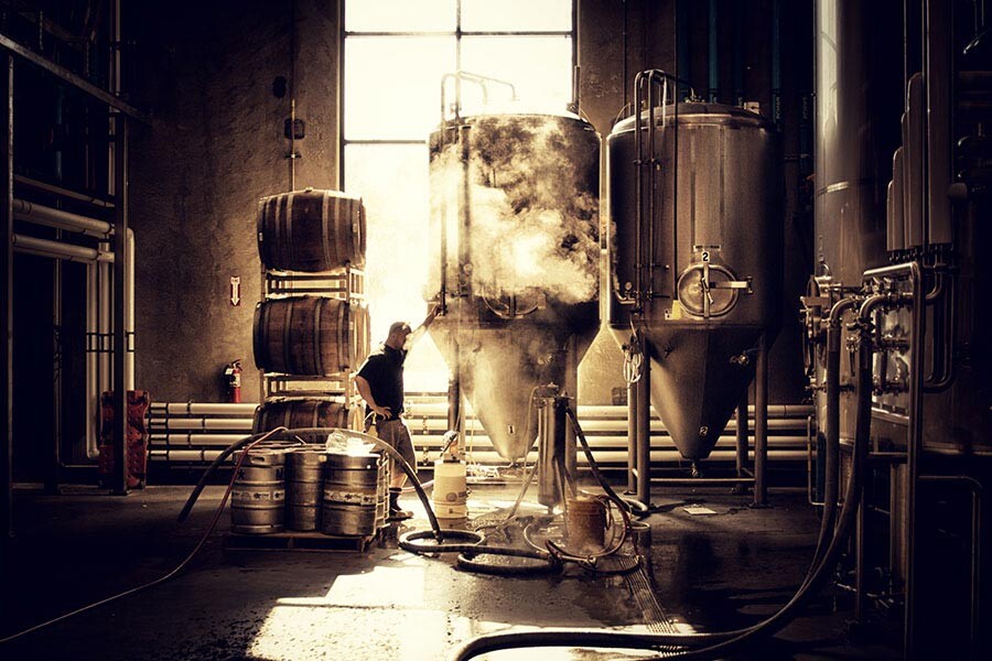 Person in the brewhouse