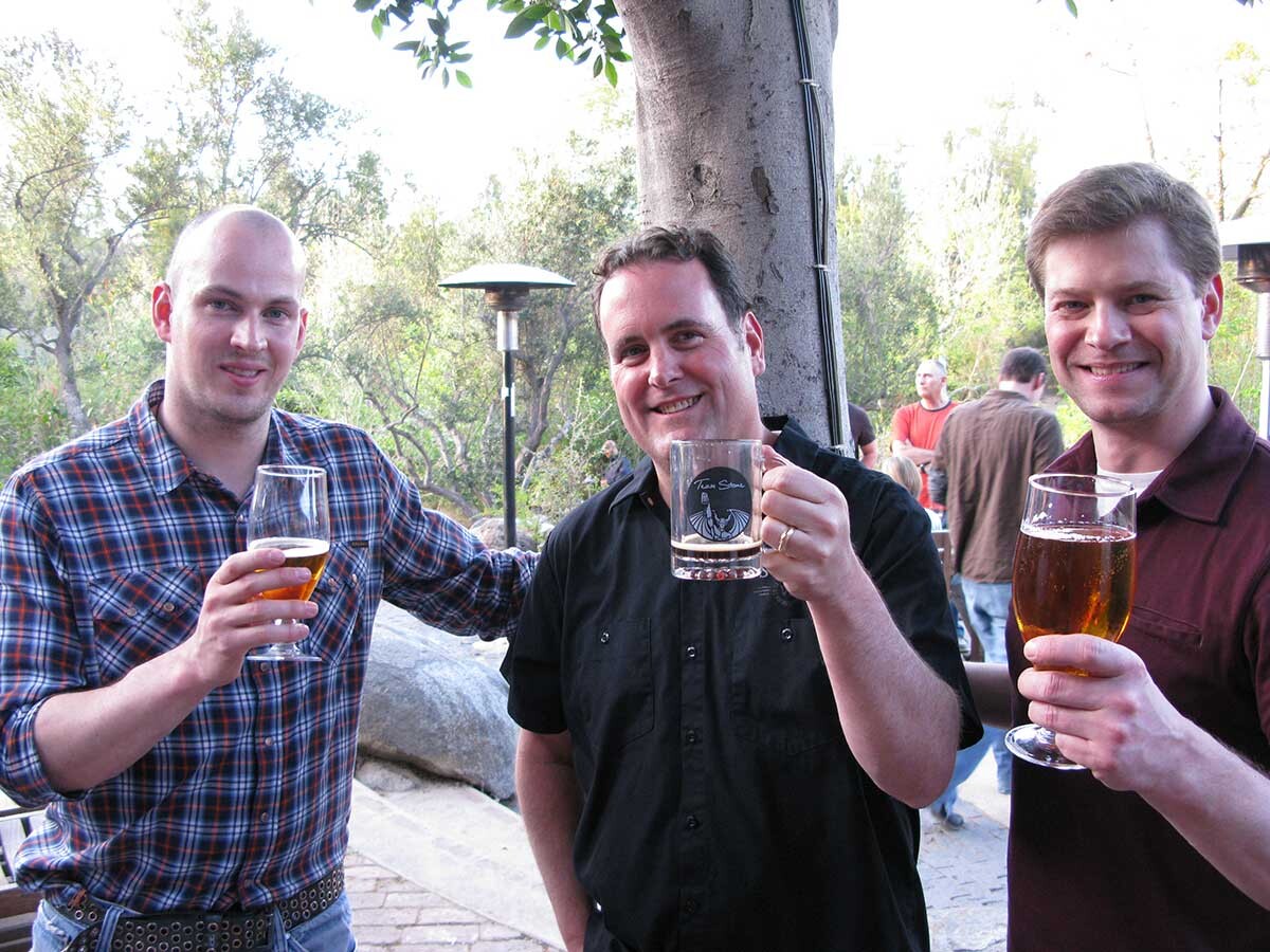 From left to right: Brewmaster James Watt from BrewDog, Head Brewer Mitch Steele from Stone, and Brewmaster Will Meyers from Cambridge Brewing Co.  