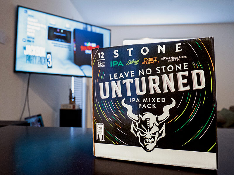 Leave No Stone Unturned box in front of jackbox games tv
