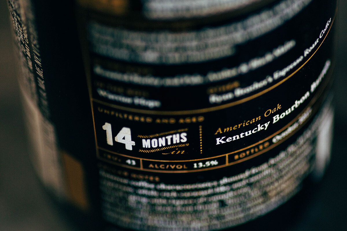 close up on back label of Mikhail bottle