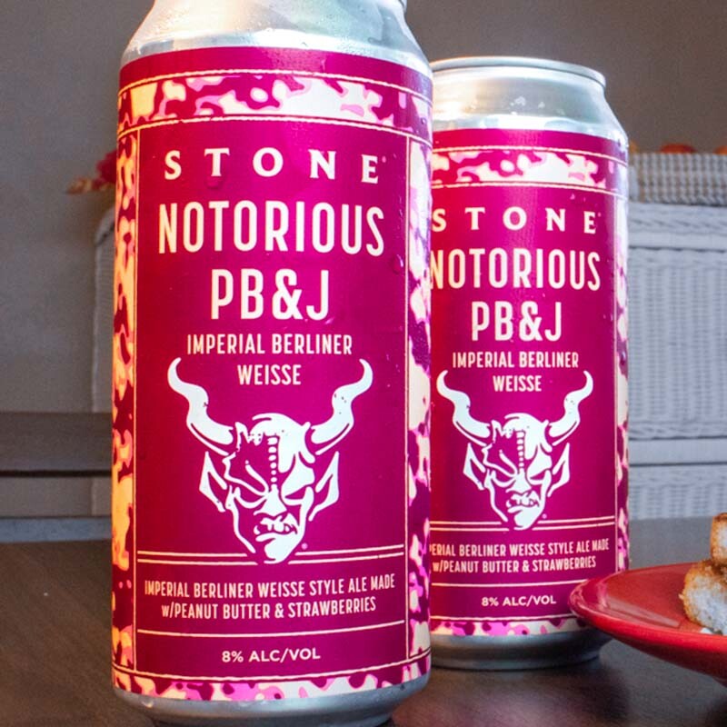 two cans of Stone Notorious PB&J