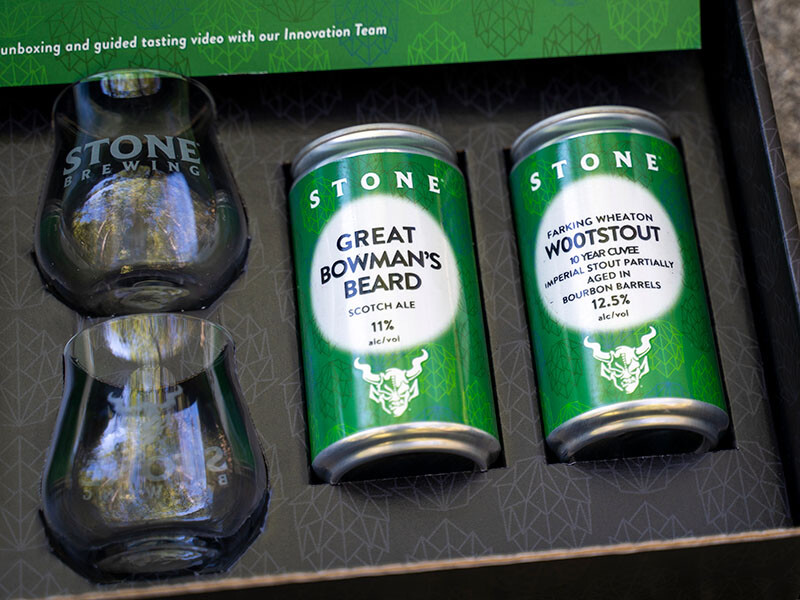 right two beer cans in tasting box